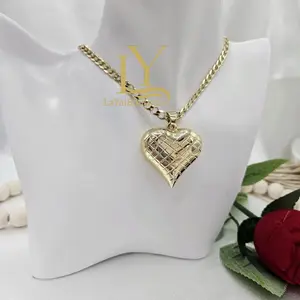 LaYaiBoutique #2254 necklace and heart pendant, 14k gold plated, High Quality
