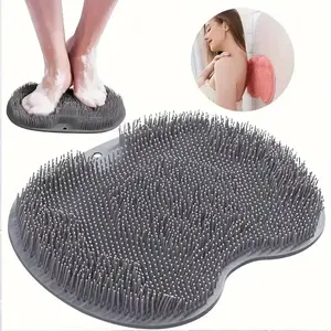 Back & Feet Cleaning Mat,Silicone Shower Foot Scrubber Pad,Shower Massage Soft Bristles Exfoliating Scrubber,Wall Mounted Slip Suction Cups for Use,Bathroom Bathing Accessories