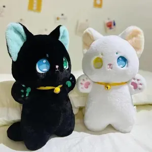 25cm Black and White Cat Plush Toy Grab Stuffed Animal Patung Dolls Children's Toys #HYJ