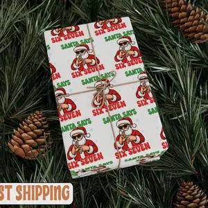 67 Wrapping Papers, 67 Meme Funny Christmas Gift Wrap for Kids, Santa Brain Rot Funny Gift Idea, Holiday Wrapping Roll