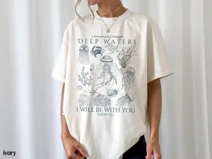 Comfort Colors® Ocean Life Bible Verse Shirt Beach Coastal Aesthetic Women Faith Apparel Oversized Beach Tee Baptism Teen Girl Gift