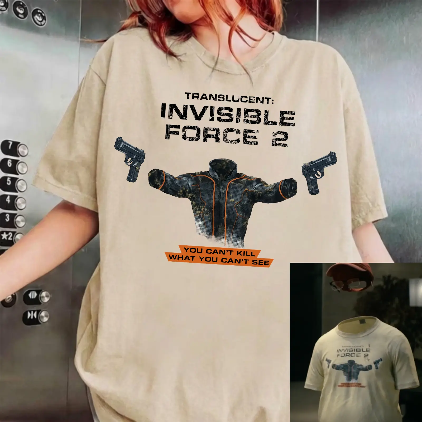 Translucent Invisible Force 2 Shirt, Funny Invisible Man Graphic Tee, You Can’t Kill What You Can’t See T-Shirt, Dark Humor Movie Inspired Tee, Unisex T-Shirt Casual Streetwear Gift For Men Women