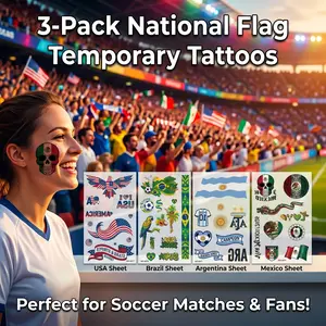 Temporary Tattoos - Waterproof Safe Ink World Country Flag Face Stickers - for Sports Fans Stadium, Summer Music Festival & Parade Party - Cool Patriotic Gift for Men, Women & Adults