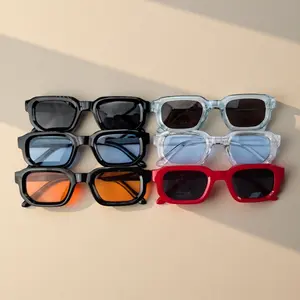 6 - Pack Vintage Rectangle Frame Sunglasses for Men & Women – Retro Fashion Sun Glasses with UV400 Protection, Luxury Design Eyewear