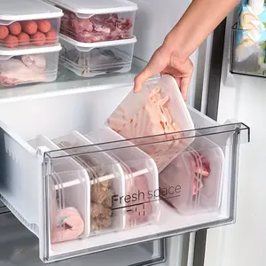 Plastic Food Storage Containers with Lids - 1200ml/40.58oz, BPA-Free, Stackable Clear Refrigerator Organizer Bins for Fresh Produce & Meat, Space Saver, Microwave, Refrigerator Storage Boxes