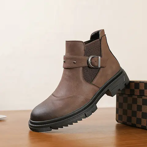 CYUW men’s retro Chelsea boots with a matte finish—non-slip, waterproof, thick-soled short boots—ideal for daily commuting and casual wear; versatile. Closed Shoe