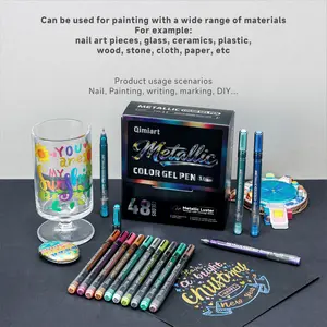 48 Color Metal Tone Gel Pen Set, Mixed Gel Pens (1.0mm), Gel Ink Pens, Ballpoint Pens, Signature Pens, Multicolor Pen Group for Writing & Sketching, Art Supplies