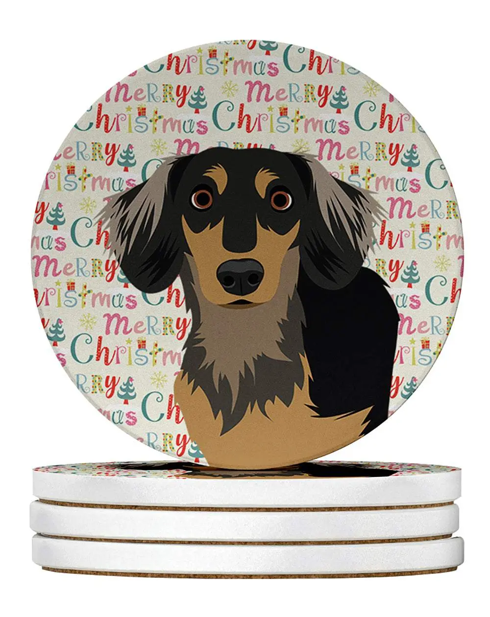 Large Sandstone Chihuahua Black and Tan #4 Printed Coasters Set, 4-Pack Kitchen Tableware