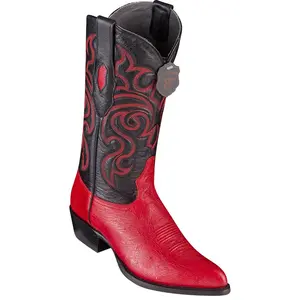 Los Altos Smooth Ostrich Red Cowboy Boots J-Toe