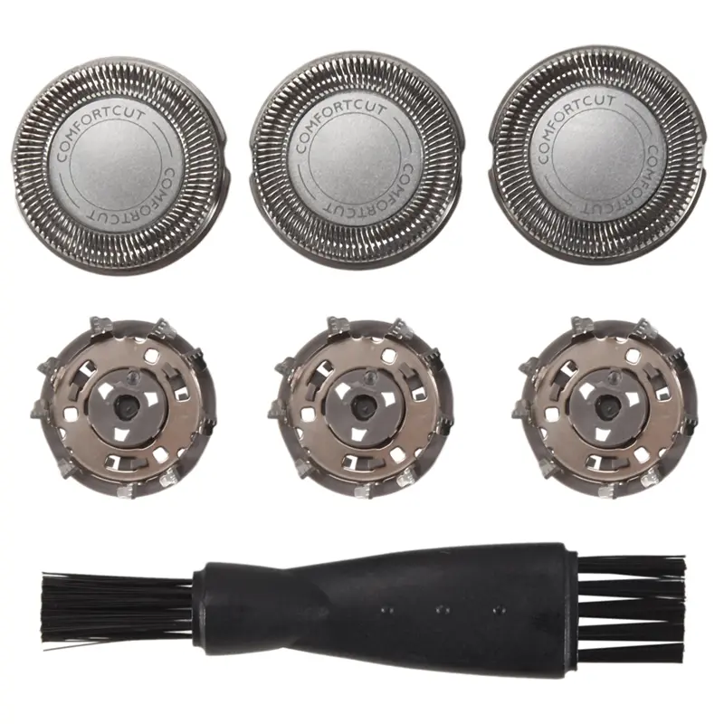 4Pcs Steel Electronic Shaver Head Replacement Blades with Cleaning Brush - 360° Rotation Design for Gentle Face Shave, Washable 3x Steel Pointed & Multi-Precision Blades for SH30, SH50, 52, 1000, 2000 Series, S1020, S1050, S1060, Steel Blade, Gentle Shave