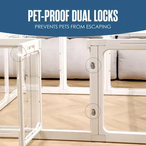 Houseables Plastic Dog Playpen, Acrylic Dog Playpen, Puppy Pen Indoor, Clear Pet Pen, Pet Fence, Puppy Enclosure, Indoor Enclosure, Apartment Setup, Clear Panels, Gate, Rabbit Cage, Play Kennel, 49”