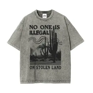 No One Is Illegal Anti ICE S~5XL Oversize Unisex Washed T-Shirt for Women and Men's Unisex Fit Batik Cotton Oversize Streetwear Menswear  Super Soft Pre-Shrunk