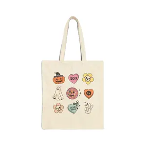Canvas Halloween Tote Bag Trick or Trick Candy Bag