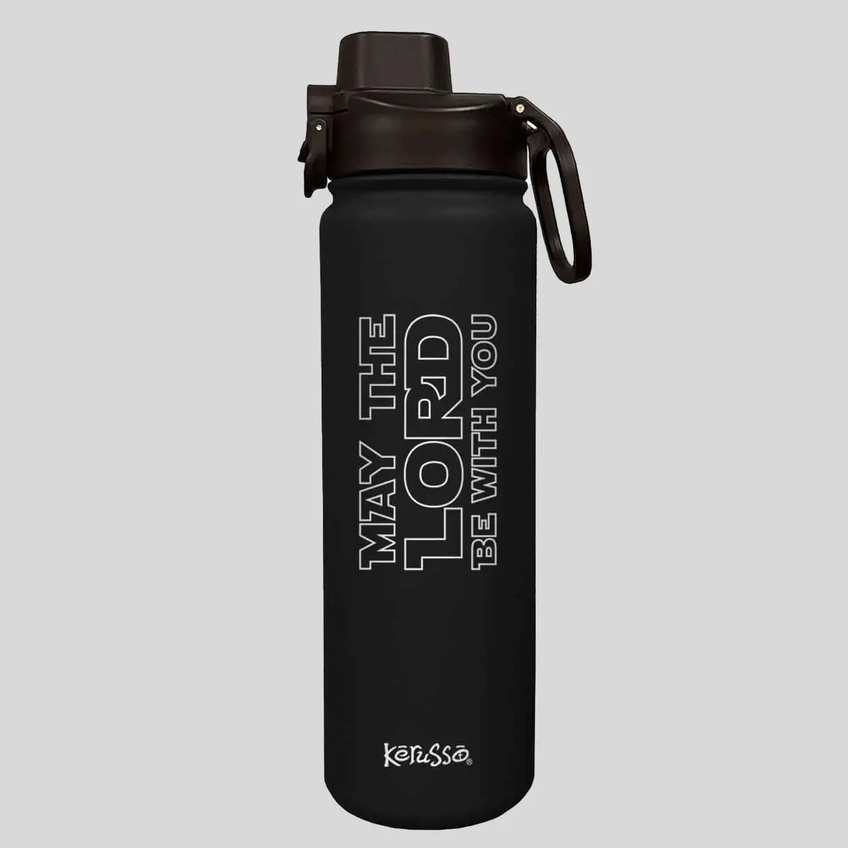 Kerusso 24 oz Stainless Steel Water Bottle - Portable Vacuum Flask, Tumbler with Lid, "May The Lord" Design