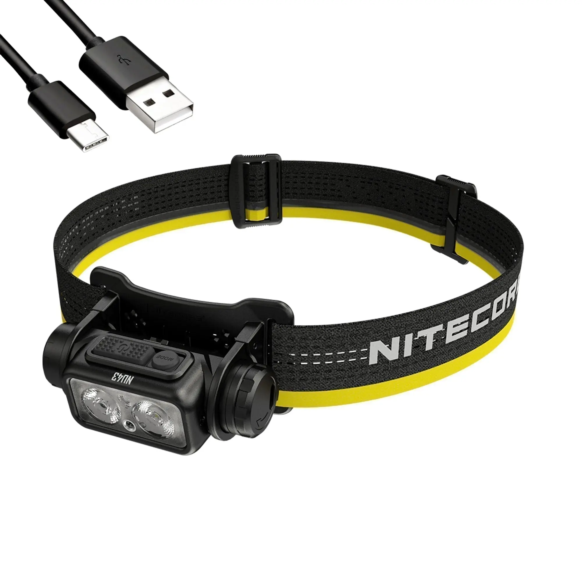 Nitecore NU43 LED Headlamp - Lightweight Rechargeable High Lumens Flashlights with Auxiliary Red Beam, 1400 Lumens, USB-C Charging Port