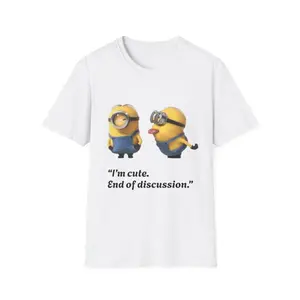 Funny End Of Discussion Quote Minion Cartoon Tee Animated Character Graphic T-Shirt Unisex #MinionFan #FunnyQuote #CartoonTee #FanInspired #AnimatedStyle #GraphicTee #UnisexTee #Streetwear #MemeStyle #TrendingStyle