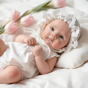 13-inch Mouth-Openable & Washable Betty Reborn Baby Girl Doll, hand-painted bald design with soft touch and handmade craft.Ideal for family gifts, collectibles and intimate presents.Exquisite craftsmanship, realistic details,