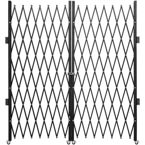 VEVOR Double Folding Security Gate, 6-1/2\' H x 12\' W Folding Door Gate, Steel Accordion Security Gate, Flexible Expanding Security Gate, 360° Rolling Barricade Gate, Scissor Gate or Door with Keys