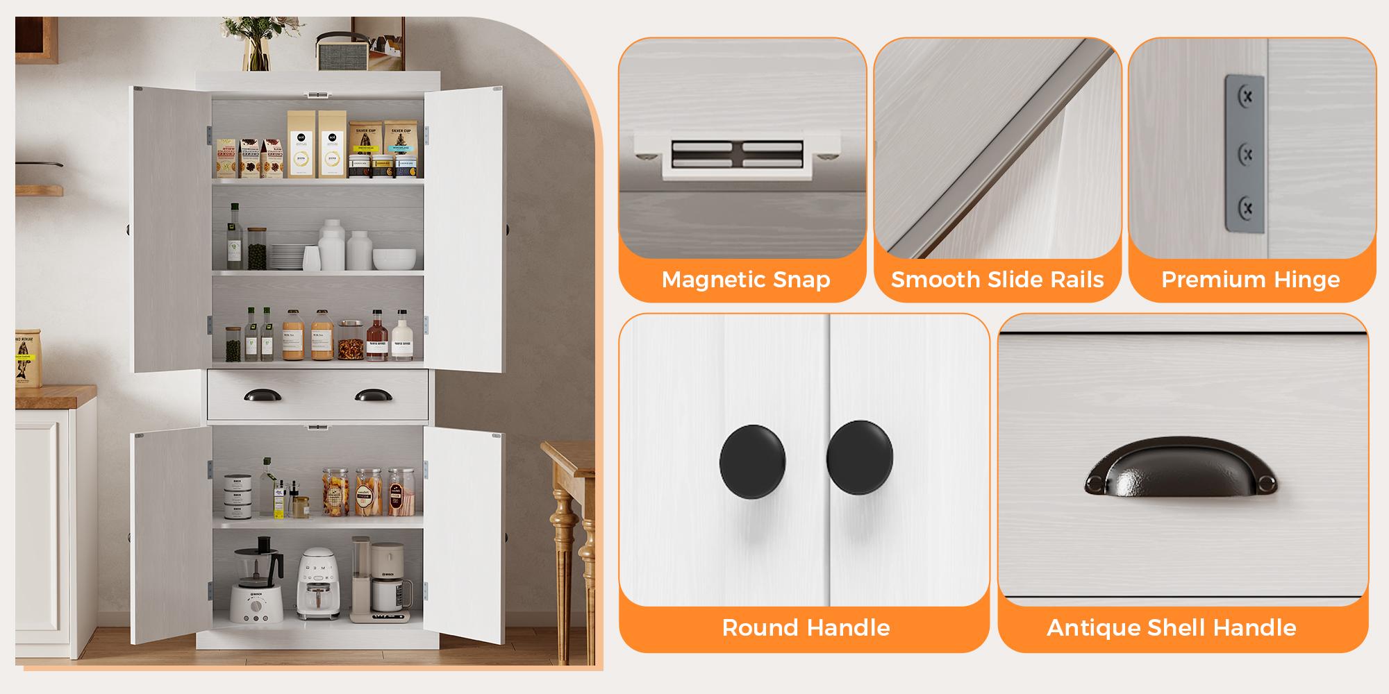 72''H Kitchen Pantry Storage Cabinet with Drawers and Adjustable Shelves – Tall Freestanding Organizer for Kitchen, Dining Room & Laundry 72''H Kitchen Pantry Storage Cabinet with Drawers and Adjustable Shelves – Tall Freestanding Organizer for Kitchen, Dining Room & Laundry