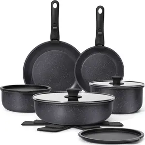 Soday 5pcs/15pcs Nonstick Kitchen Cookware Set with Removable Handle, Oven Safe, PFOA Free, Induction Use, Plastic Material Soday 5pcs/15pcs Nonstick Kitchen Cookware Set with Removable Handle, Oven Safe, PFOA Free, Induction Use, Plastic Material