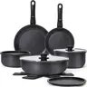 Soday Nonstick Cookware Set (5pcs/15pcs) - Removable Handle, Oven Safe, PFOA Free, Induction & All Stovetops Compatible, Aluminium Ceramic Anti-Adhesive Cookware, Plastic Material, Ideal for Dumplings, Seafood, Thanksgiving, Black Friday, Christmas,gift