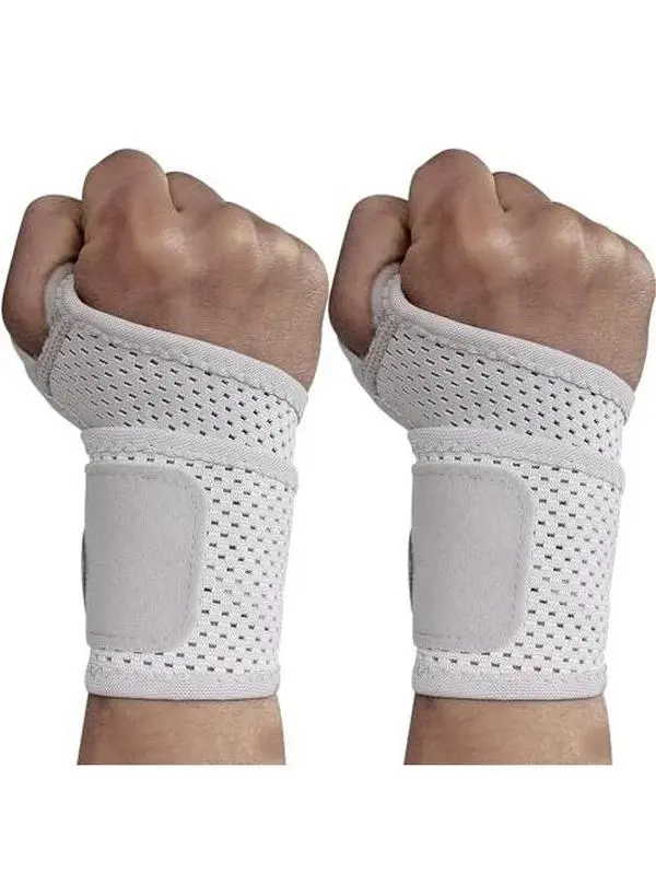 Thin Mesh Wrist Brace 2 Pack Ultra Breathable Compression Wrist Support for Workouts & Daily Use - Adjustable Wrist Strap - Unisex Wrist Brace for Pain Relief, Tendonitis, Carpal Tunnel (Gray)