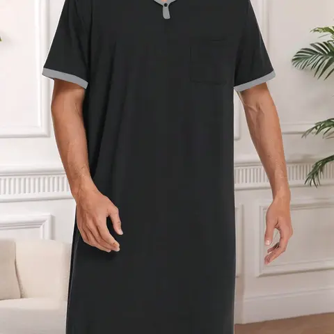 Men's Sleepwear Set, Spring Summer Short Sleeve Round Neck Loose Fit Prints Pajamas, Comfortable Men's Loungewear for Daily Wear