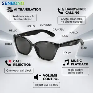 Senbono Ai Intelligent Translation Glasses, Multi-Functional Smart Glasses, Ai Translation, Bluetooth-compatible Calling, Music Playback, Voice Assistant, 34g