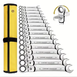 NEW Flex Head Ratcheting Wrench Set Combination Ended Spanner