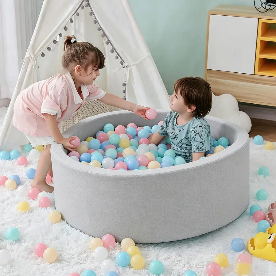 Soft Cushioned Nursery Sensory Playpen for Baby, 47.2"x11.8" Round Foam Ball Pit for Toddlers, Indoor-Outdoor Pink Playpen with Zipper Cover (Balls Not Included)