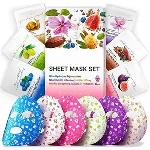 6 Pack Sheet Face Mask Set - Korean Skincare Collagen Face Masks with Hyaluronic Acid, Snail Mucin, Vitamin C - Hydrating, Moisturizing, Anti-Aging, Rejuvenating Facial Sheet Masks for Glowing Skin, Fine Lines & Wrinkles, masks for glowing skin