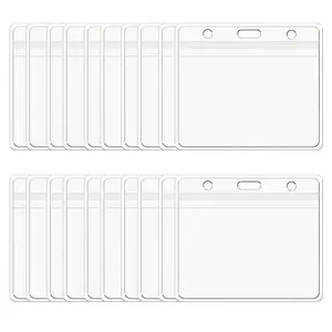 20 Pieces Horizontal Transparent Portable Seal-able ID Card Holders, Clear Types of id Card Holder, Flexible, Tear-Resistant, Waterproof, Large-Capacity, Office Supplies, Badge Holder, Amazing Gift for Christmas and New Year
