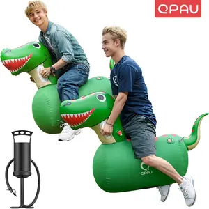 QPAU Inflatable Bouncy Dinosaur Toys 1/2 PCS with Hand Pump, Heavy Duty Giant Bouncy Pal, 220lbs Load Capacity, Ride On Bouncy Animal Hopper Toy, Indoor Outdoor Bouncers for Kids Girls Boys Ages 5+ Adventure Fun Durable Energy Laughter
