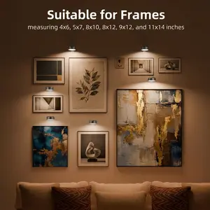 3-Pack Magnetic Picture Lights with Remote, Rechargeable Dimmable Timer Rechargeable Wall Sconces, Decorative Wall Lamp for Art & Paintings Led Decoration Lamp Led Atmosphere Lamp Led Corner Lamp Adjustable Rgb Lighting