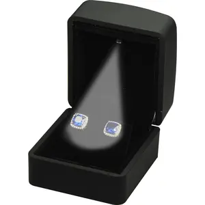 LED Earring   Box for Wedding, Proposal, Birthday...Luxury LED  Stud Earring   Box with Light for Women for Men (Black Earring Box)