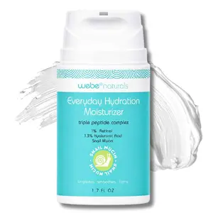 Webe Naturals Everyday Hydration Moisturizer 1.7oz  Snail Mucin, Retinol & Peptides Face Cream | Deep Nourishing Anti Aging Formula to Firm, Smooth & Improve Texture | Lightweight Yet Rich Daily Moisture for Radiant Youthful Skin Daily Hydrating