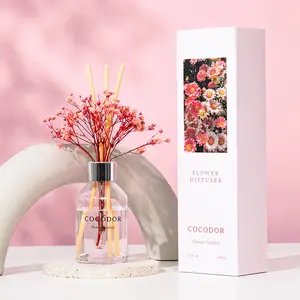 COCODOR Flower Reed Diffuser Set / 3.4oz / Scent Diffuser with Sticks Home Fragrance Reed Diffuser for Bathroom Shelf Decor