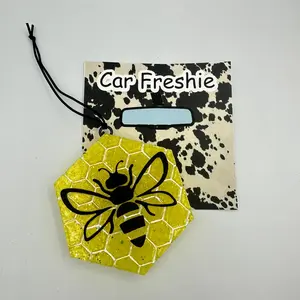 Bee on honeycomb car freshie