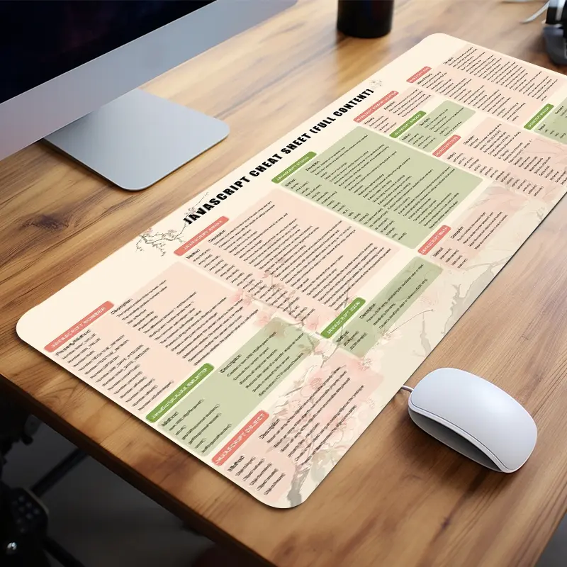 Extra Large JavaScript Cheat Sheet Minimalist Vintage Mouse Pad Gaming Desk Pad 35x16 Inch Computer Keyboard Mousepad with Non-Slip Rubber Base Durable Stitched Edge Perfect Gift for Home and Office