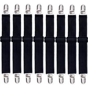 8 Pack Adjustable Elastic Fitted Sheet Holder Clips Heavy Duty Bed Sheet Straps Fasteners Suspenders Grippers for Corners Mattress Sofa Cushion