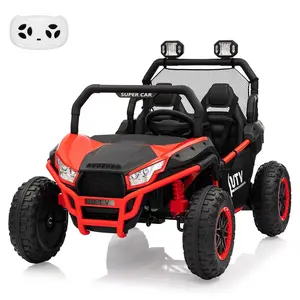 【GARVEE】24V 2-Seater Ride On UTV with Remote Control, Spring Suspensions, 2 Speeds, LED Lights, Bluetooth, and Treaded Tires - Red
