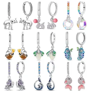 Fashion Luminous Firefly Earrings 925 Sterling Silver Purple Butterfly Animal Fishtail Pendant Earrings Fine Party Jewelry Gifts