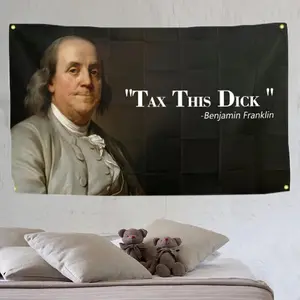 3*5ft Benjamin Franklin Tax Bendick Funny Flag Banner Decor Wall Gift Print