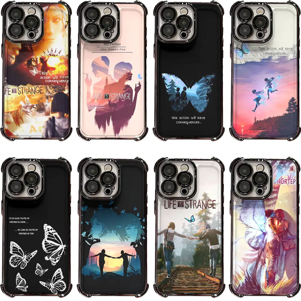 Life is Strange Durable Silicone Smartphone Case - "This Action Will Have Consequences" Butterflies Design, Polycarbonate Shock-Absorbing Protection Cover with Camera Guard, for iPhone 17 Pro Max/16 Pro/15/14 Plus/13/12/11 & Samsung S26-S23 Plus Ultra, Cu