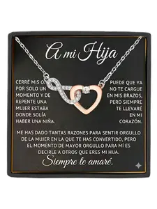 Infinity & Heart Pendant, Heart Design Necklace,Perfect for Birthdays, Christmas,To My Daughter Necklace Gift Ideal From Parents Ideal From Mom/Dad To Daughter To Celebrate Unbreakable Bond