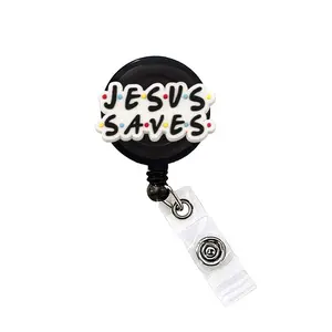 Jesus Badge Reel Funny Nurse Doctor CNA ID Holder Badge Clip Retractable 25 inch Extension Yazzle Dazzle