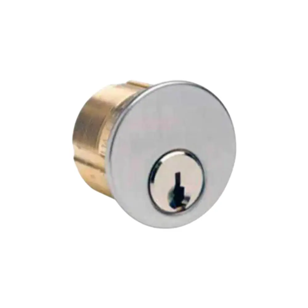 Satin Chrome Grade 1 Mortise Lock Cylinder (ILCO 7185 Model), 1 1/8" Size, 5-Pin, Sargent LA Compatible, Standard Cam, KD, 26D, Brass Key Blanks & Keyways Compatible Lock Cylinders