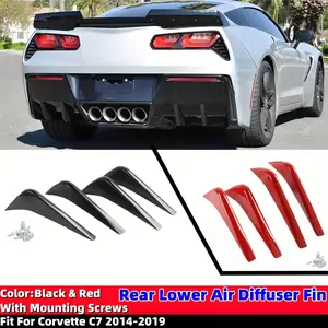 4pcs Rear Bumper Lower Air Diffuser Fins  With Fit For 2014-2019 for Chevy Corvette C7 Z06 ZR1 Grand Sport Stingray Accessories