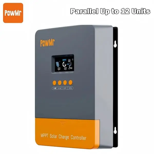 PowMr 60A High Efficiency 99.9% MPPT Solar Charge Controller - 12V/24V/36V/48V Auto Recognition, Built-in LCD Screen, Lead Acid & Lithium Battery Compatible, 12-Unit Parallel Support, for Home & Outdoor Use, Solar Powered Charger