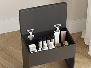 Small Vanity Desk Set with 3 Adjustable Lighted Mirror and Storage Chair IF018,  MDF panels